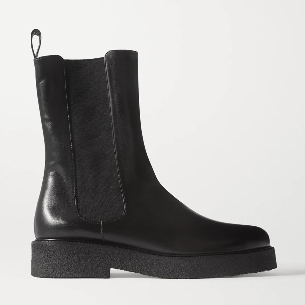 BNIB STAUD Palamino Black Leather Chelsea Flat Chunky Ankle Bootie Boots 36 6